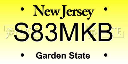 S83MKB New Jersey License Plate