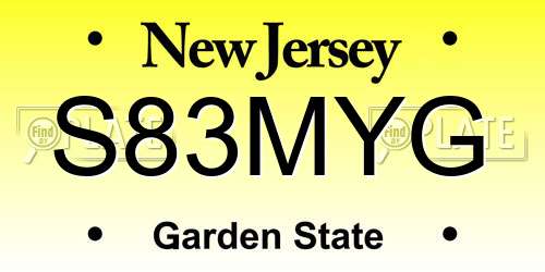 S83MYG New Jersey License Plate