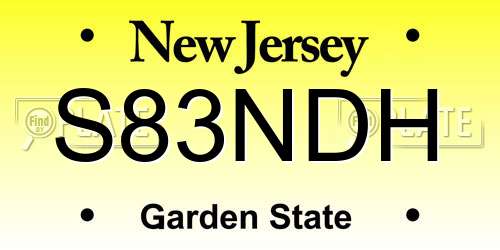 S83NDH New Jersey License Plate