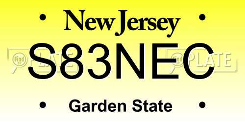 S83NEC New Jersey License Plate