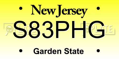 S83PHG New Jersey License Plate