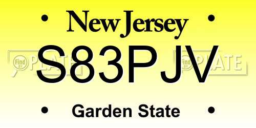 S83PJV New Jersey License Plate