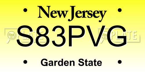 S83PVG New Jersey License Plate