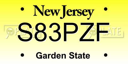 S83PZF New Jersey License Plate