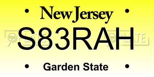 S83RAH New Jersey License Plate