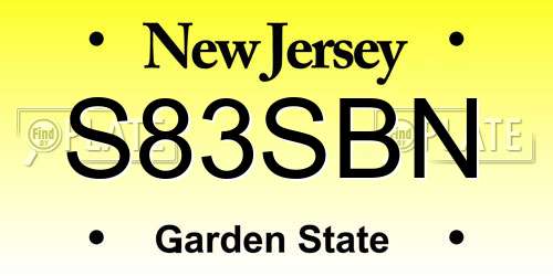 S83SBN New Jersey License Plate