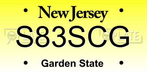 S83SCG New Jersey License Plate