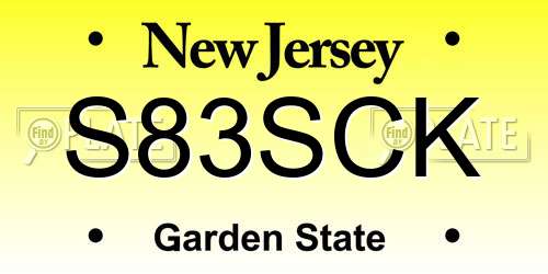 S83SCK New Jersey License Plate