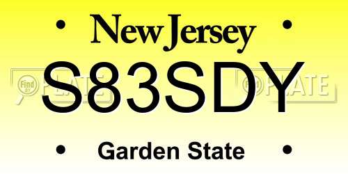 S83SDY New Jersey License Plate