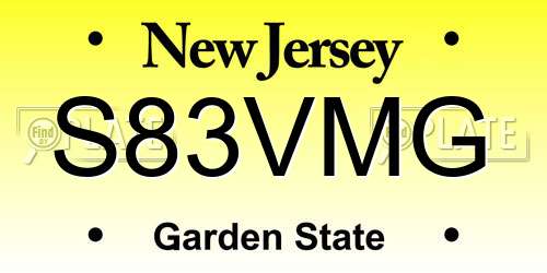 S83VMG New Jersey License Plate