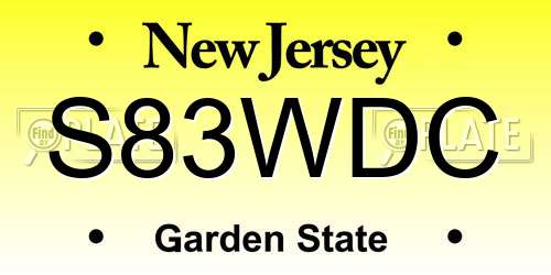 S83WDC New Jersey License Plate