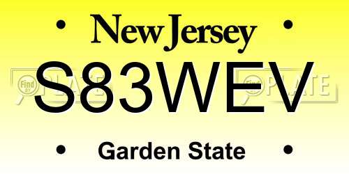 S83WEV New Jersey License Plate