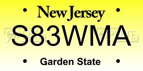 S83WMA New Jersey License Plate