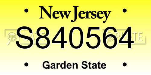 S840564 New Jersey License Plate