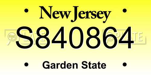 S840864 New Jersey License Plate