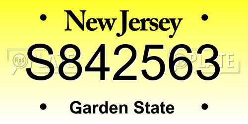 S842563 New Jersey License Plate