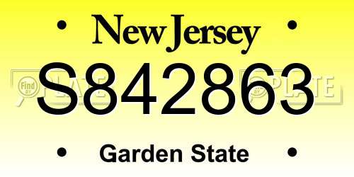 S842863 New Jersey License Plate