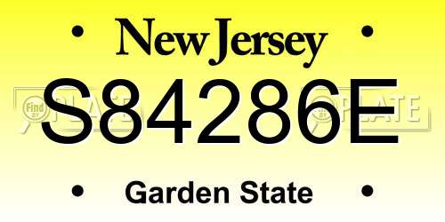 S84286E New Jersey License Plate