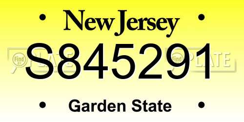 S845291 New Jersey License Plate