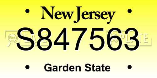 S847563 New Jersey License Plate