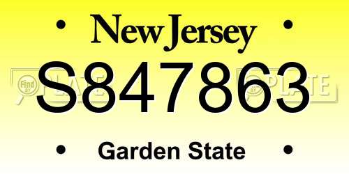 S847863 New Jersey License Plate