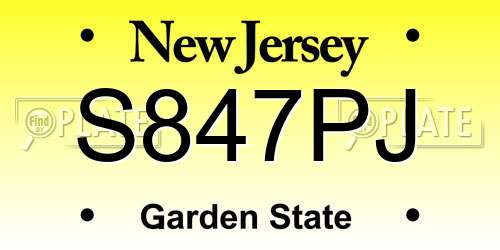 S847PJ New Jersey License Plate