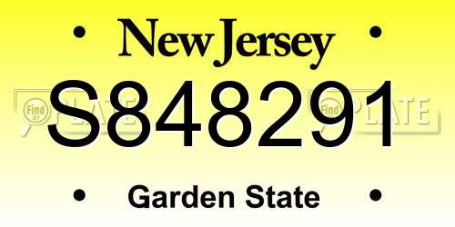 S848291 New Jersey License Plate