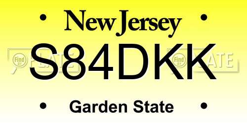 S84DKK New Jersey License Plate