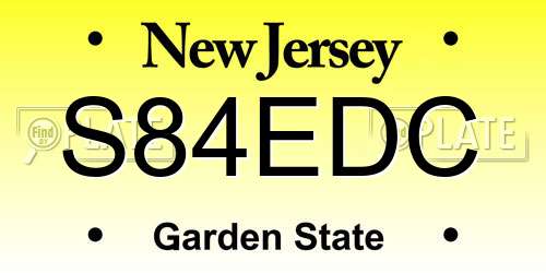 S84EDC New Jersey License Plate