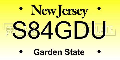 S84GDU New Jersey License Plate