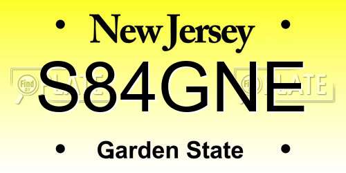 S84GNE New Jersey License Plate