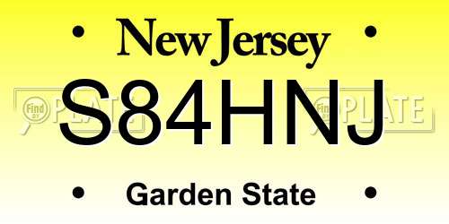 S84HNJ New Jersey License Plate