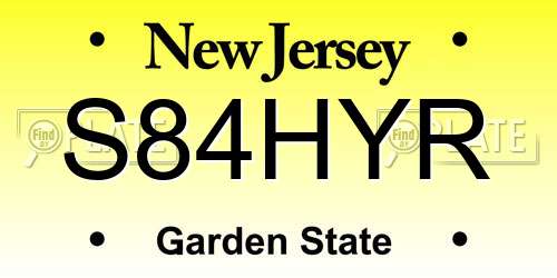 S84HYR New Jersey License Plate
