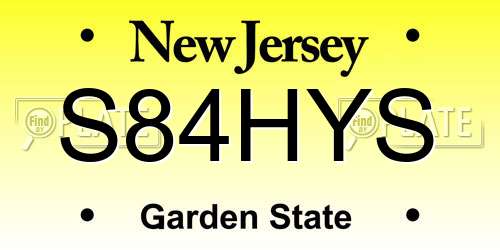 S84HYS New Jersey License Plate