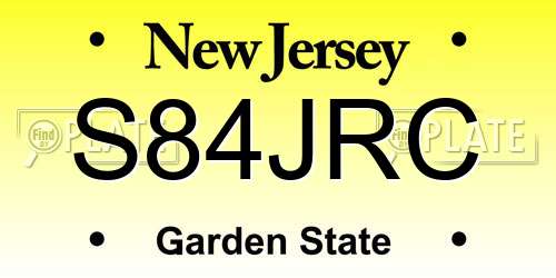 S84JRC New Jersey License Plate