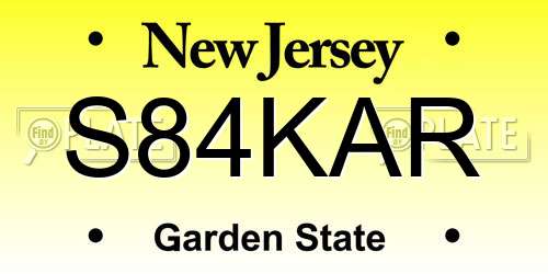 S84KAR New Jersey License Plate