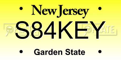 S84KEY New Jersey License Plate