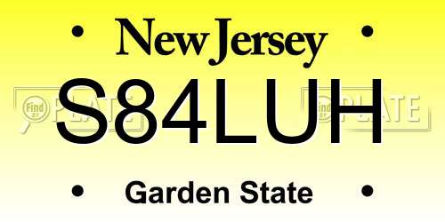 S84LUH New Jersey License Plate