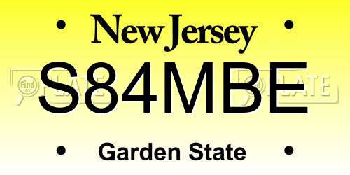 S84MBE New Jersey License Plate