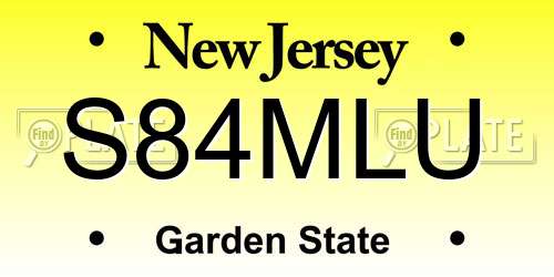 S84MLU New Jersey License Plate