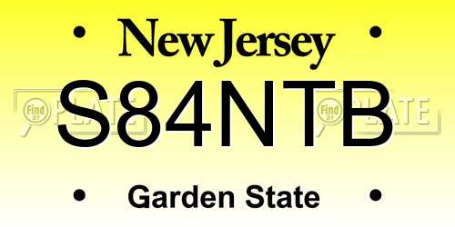 S84NTB New Jersey License Plate