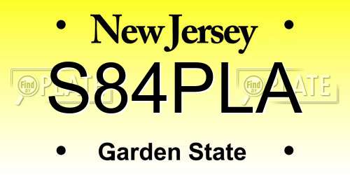 S84PLA New Jersey License Plate