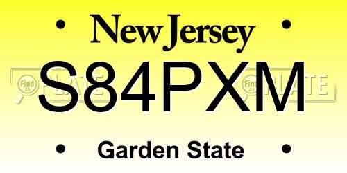 S84PXM New Jersey License Plate