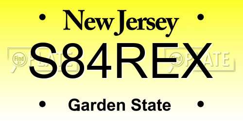 S84REX New Jersey License Plate