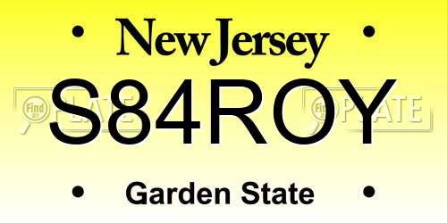S84ROY New Jersey License Plate