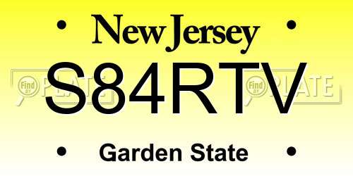S84RTV New Jersey License Plate