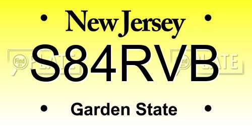S84RVB New Jersey License Plate
