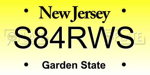 S84RWS New Jersey License Plate