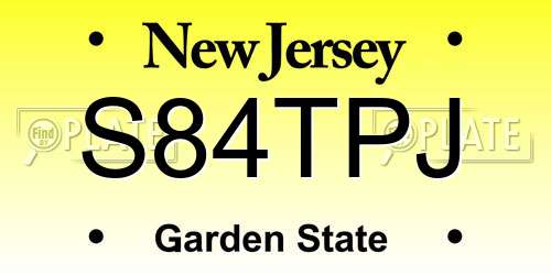 S84TPJ New Jersey License Plate