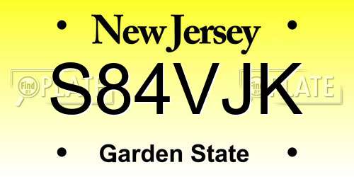 S84VJK New Jersey License Plate